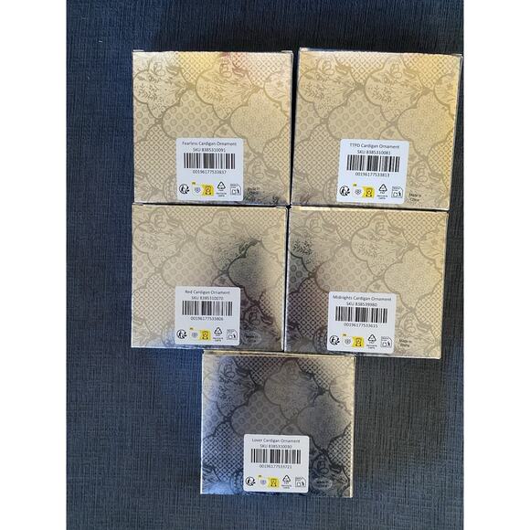 SHIPS 24 Hrs ALL 5 TAYLOR SWIFT CARDIGAN ORNAMENTS Fearless Red TTPD Midnights - Picture 2 of 7